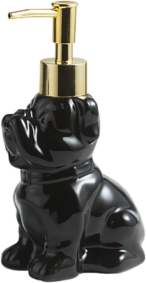 Black Dog Shape Ceramic Soap Dispenser with Pump