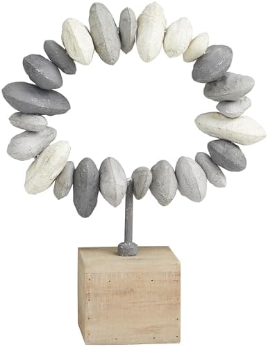 Deco 79 Gray Metal Abstract Sculpture with Wooden Base