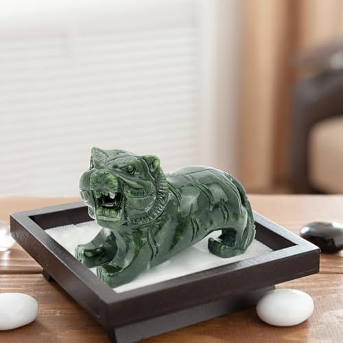 Gemshan Handmade Jade Tiger Statue - Unique Home Decor Figurine