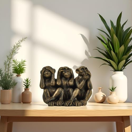 3 Wise Monkeys Statue for Home Decor - Bronze Figurine