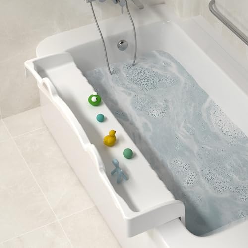 MMIOFANT Splash Guard Bath Tub Tray with Play Shelf White