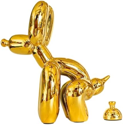 Pozbee Pooping Dog Sculpture Fun Gold Balloon Dog Statue
