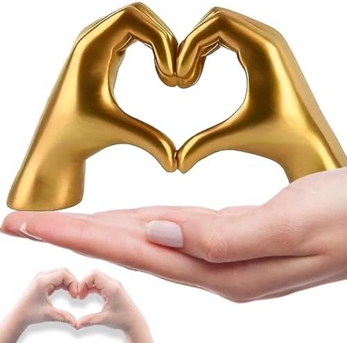 Gold Heart Hands Sculpture Decor for Modern Homes