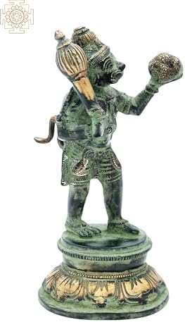 Lord Hanuman Brass Statue 7 Inch Pooja Decor