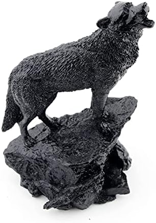 Wisifayardin Black Wolf Wildlife Howling Wolf Statue