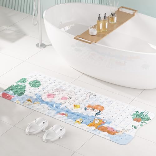 AmazerBath Baby Bath Mat with Suction Cups and Cartoon Design