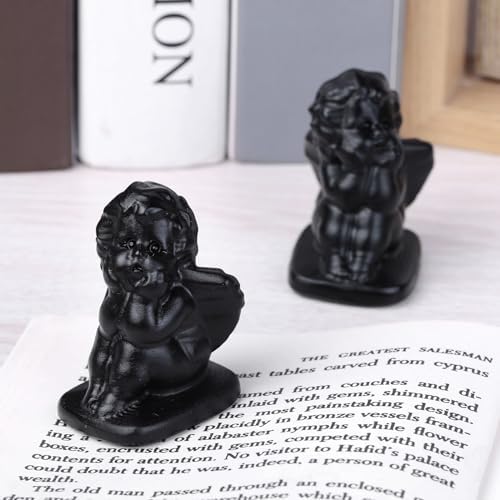 Rockcloud Black Obsidian Angel Stone Figurine