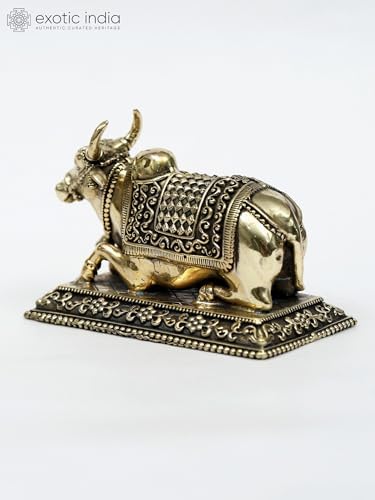 Exotic India Nandi Brass Statue Spiritual Home Decor