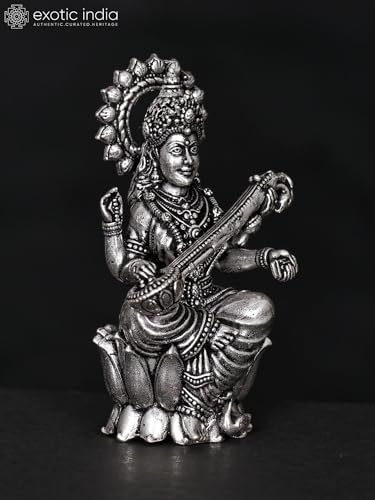 Exotic India Small Superfine Saraswati Brass Statue