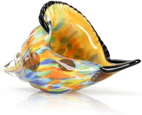 TOPZEA Handmade Glass Conch Statue Crystal Sea Shell Decor