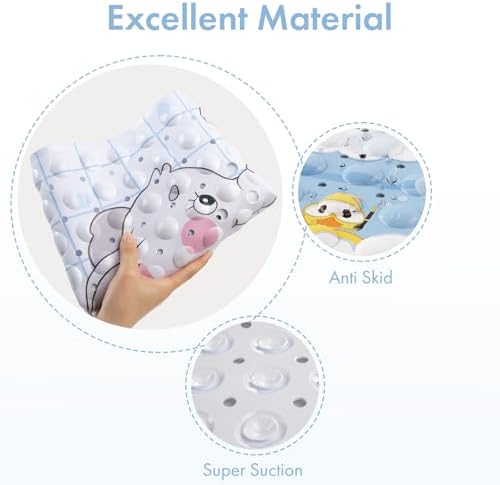 AmazerBath Baby Bath Mat with Suction Cups and Cartoon Design