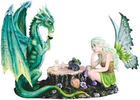 ICE ARMOR 10 W Green Fairy Chess Dragon Statue Figurine