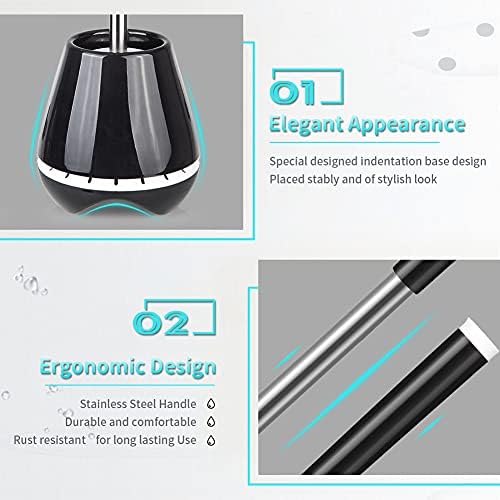 Toilet Brush with Holder and Silicone Bristles