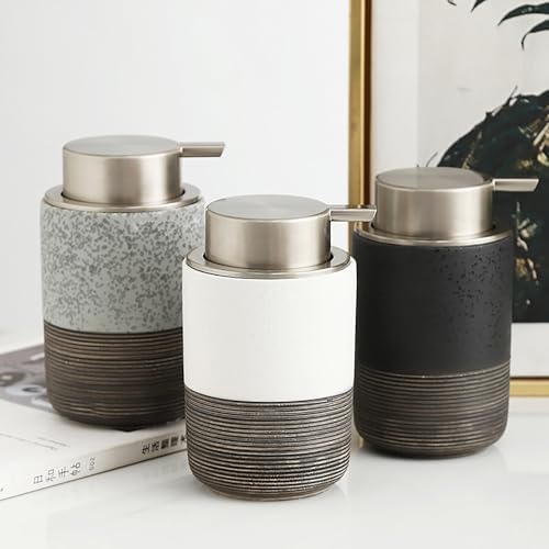 Ceramic Hand Soap Dispenser Refillable Foaming Pump Black
