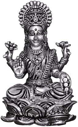 Exotic India Small Superfine Lakshmi Silver Plated Brass Statue