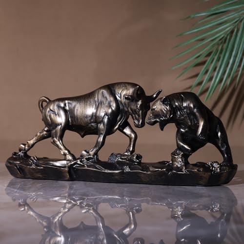 Wall Street Bull and Bear Statue in Brown