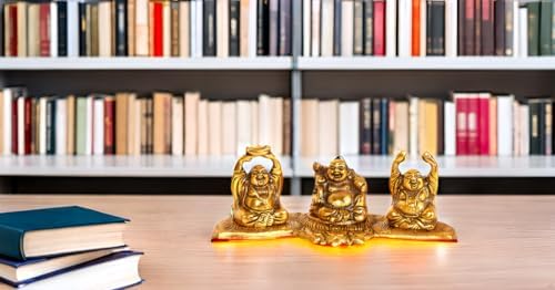 ETROVES Laughing Buddha Statue - 4 Inch Golden Feng Shui Decor
