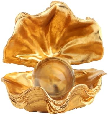 Zonsuli Gold Pearl Oyster Sculpture Handmade Shell Statue
