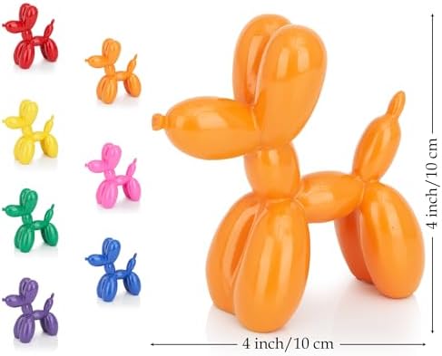 4 Inch Balloon Dog Statue - Vibrant Orange Decor