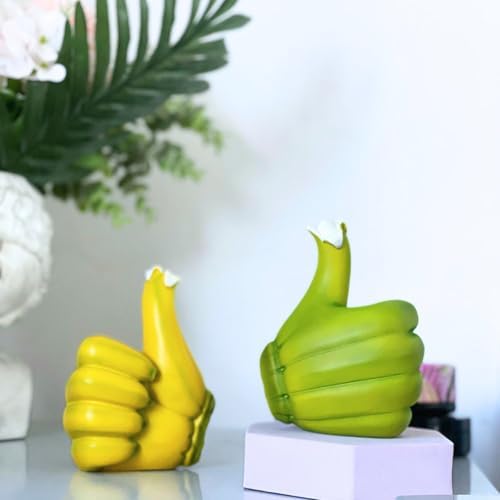 Banana Thumbs Up Hand Gesture Statue - 472 Green Resin