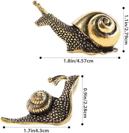 2pcs Mini Retro Snail Statue - Brass Copper Garden Decor 1