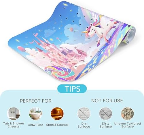 SHUCHING Rainbow Unicorn Baby Bath Mat 40x16 Inch Non Slip