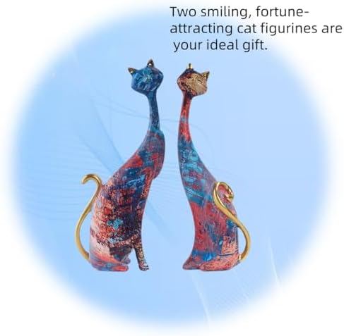 2 pcs Oil Painting Resin Cat Art Decor Sculptures