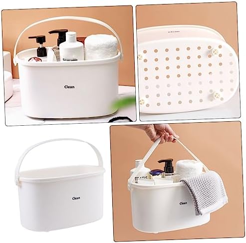 BESTOYARD 1Pc White Plastic Shower Basket with Handle