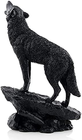 Wisifayardin Black Wolf Wildlife Howling Wolf Statue