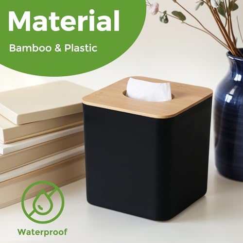 Bamboo Tissue Box Cover for Bathrooms and Desks