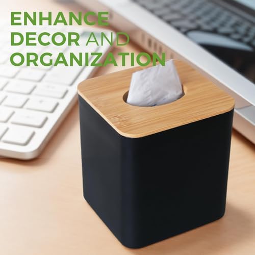 Bamboo Tissue Box Cover for Bathrooms and Desks