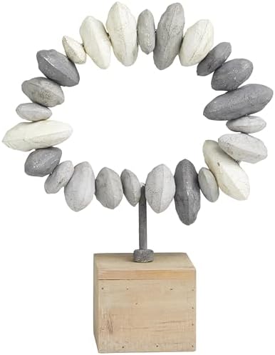 Deco 79 Gray Metal Abstract Sculpture with Wooden Base