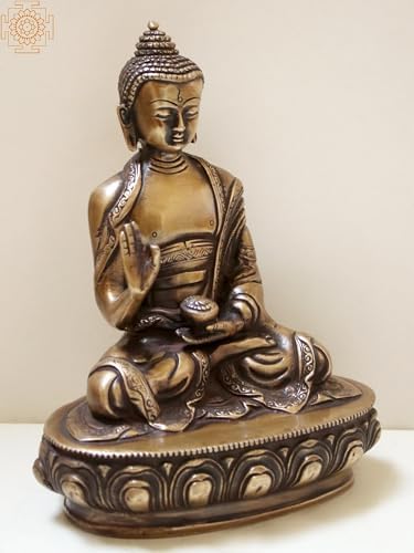 8-Inch Buddha Brass Statue with Vitarka Mudra