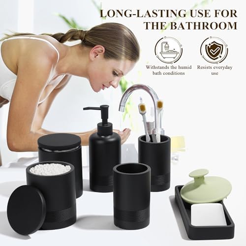 Modern Matte Black Bathroom Accessories Set 6-Piece