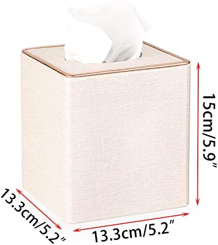 Sumnacon Square Linen Tissue Box Cover - Magnetic Bottom Beige