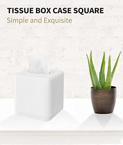 Livelab Square Tissue Box Cover with Base - White 1