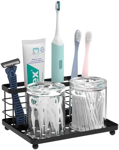 Luxspire 3-Slot Toothbrush Holder Black Stainless Steel