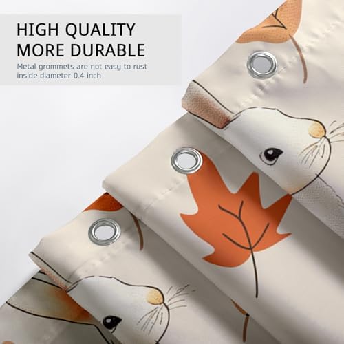 Fall Cartoon Rabbit Shower Curtain Set with 12 Hooks