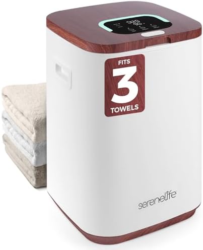 SereneLife SLTLWSQ83 23L Wooden Towel Warmer with Timer