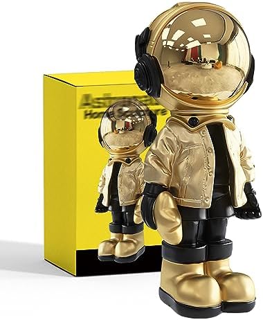 EZ4ENCE Astronaut Statue Gold Black Metal Decor