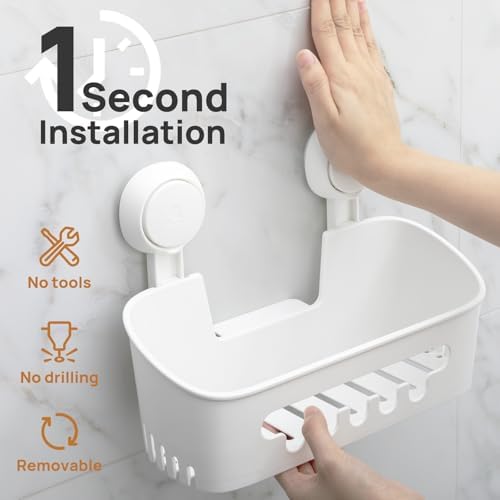 LEVERLOC Shower Caddy Suction Cup Set with 3 Holders