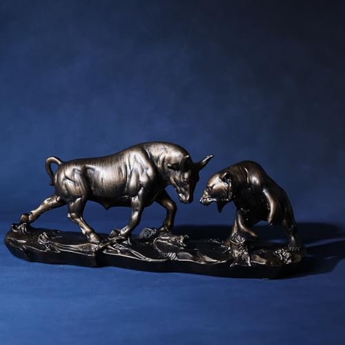 Wall Street Bull and Bear Statue in Brown