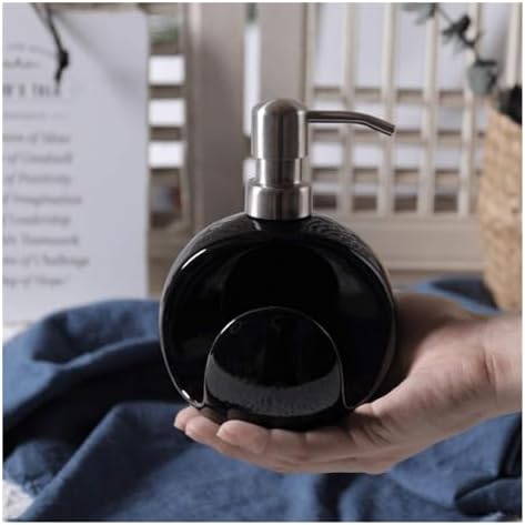 Cute Ceramic Soap Dispenser with Sponge Holder 400ml Black