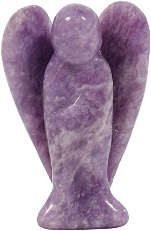 Loveliome Guardian Angel Statue Hand Carved Purple Lepidolite 2 Inches