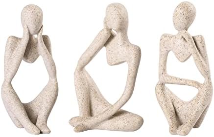 Thinker Statue Abstract Art Gold Resin Sculpture