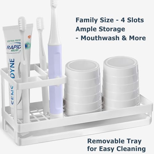 MYITYARD 4-Slot Rustproof Toothbrush Holder with Drainage