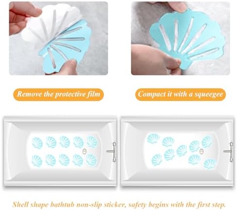 Coufce Bathtub Stickers Non-Slip Seashell Shape 30Pcs