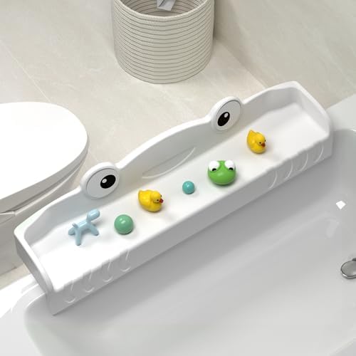 MMIOFANT Splash Guard Bath Tub Tray with Play Shelf White