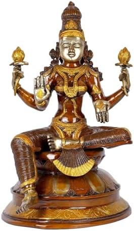 23 Inch Brass Lakshmi Statue for Temple Home Decor