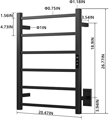 Sharpeye Matte Black Heated Towel Rack with 24hr Timer